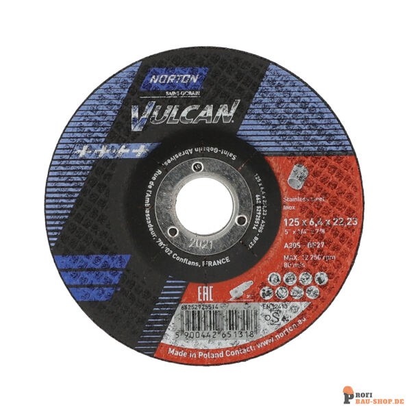 nortonschleifmittel/NORTON_schleifmittel_66252925514 Norton VULCAN  Portable grinding wheels 125x6.4x22.23mm 30 GRIT_122526